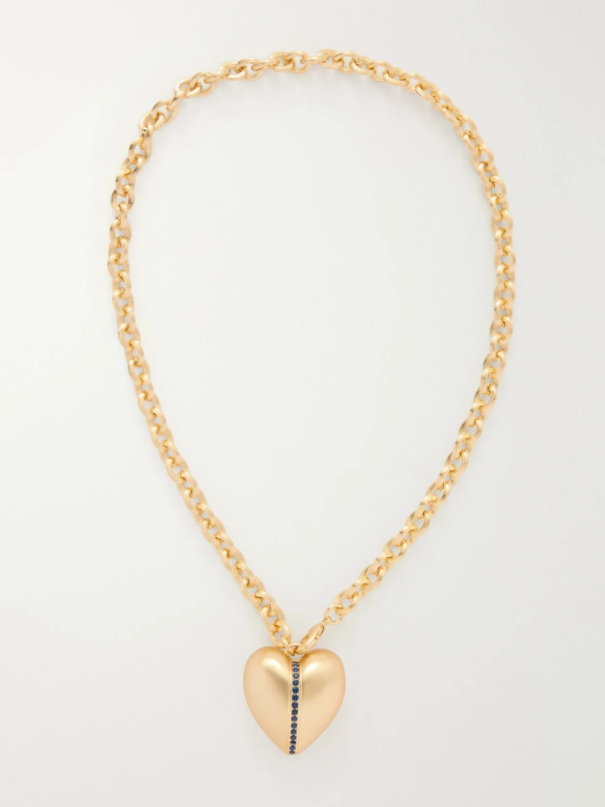 The Sapphire Stripe Puffy Heart Gold-tone And Sapphire Necklace - 1