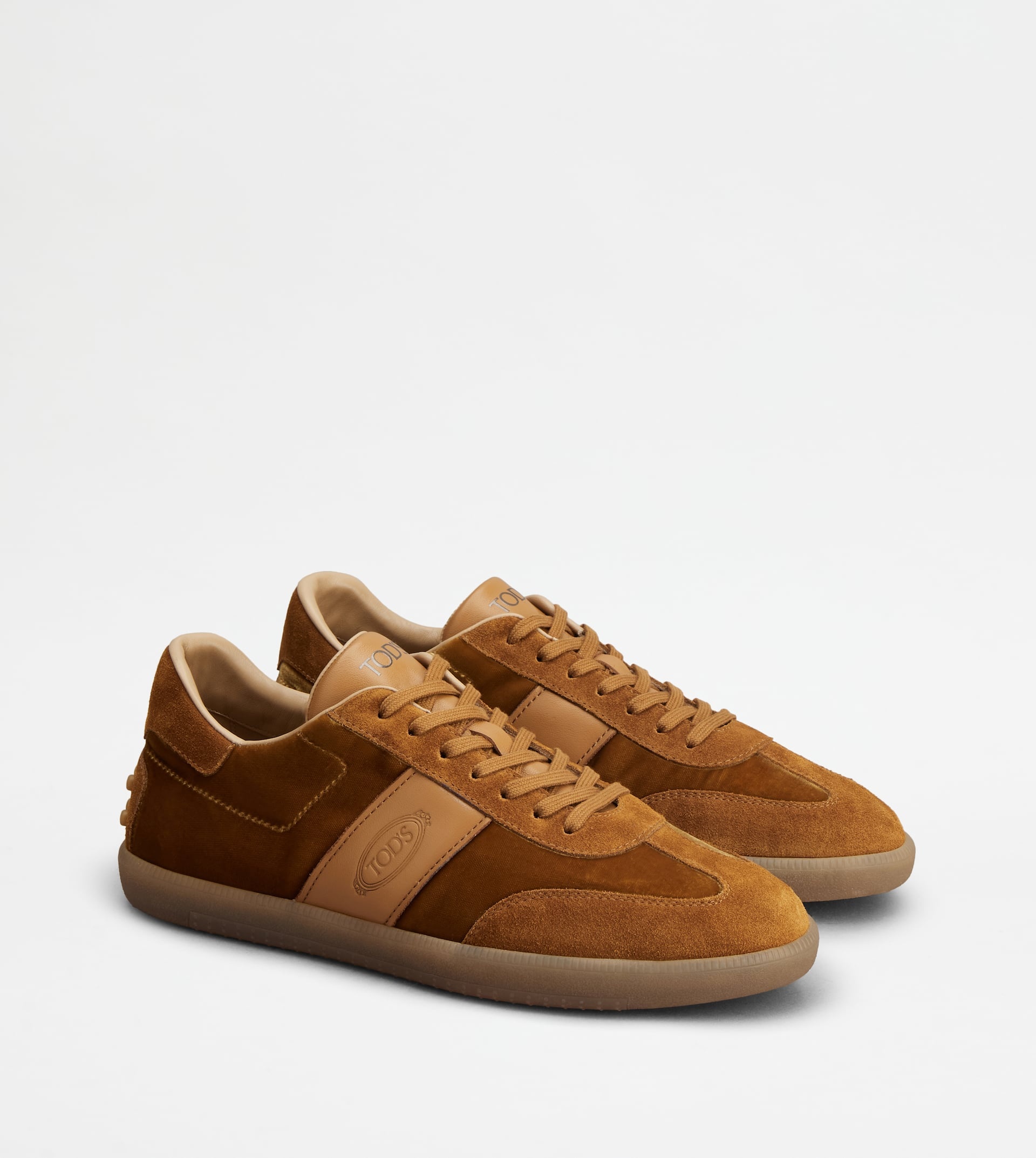TOD'S TABS SNEAKERS IN VELVET AND SUEDE - BROWN - 3