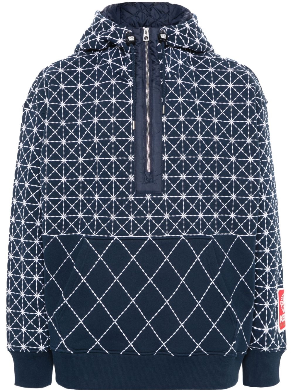 Sashiko Stitch cotton hoodie - 1