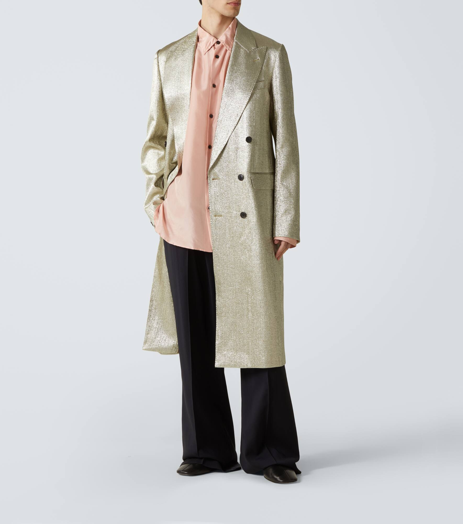 Double-breasted lamé coat - 2