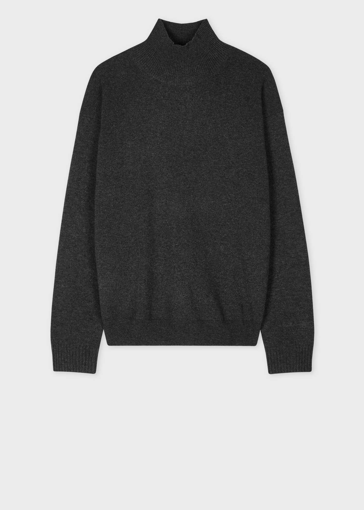 Charcoal Wool-Cashmere Blend Roll Neck Sweater - 1