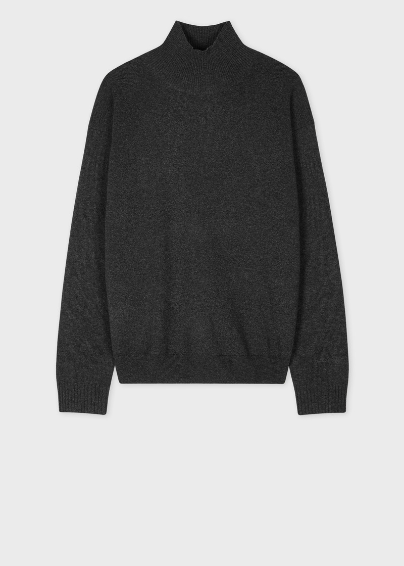 Charcoal Wool-Cashmere Blend Roll Neck Sweater 1