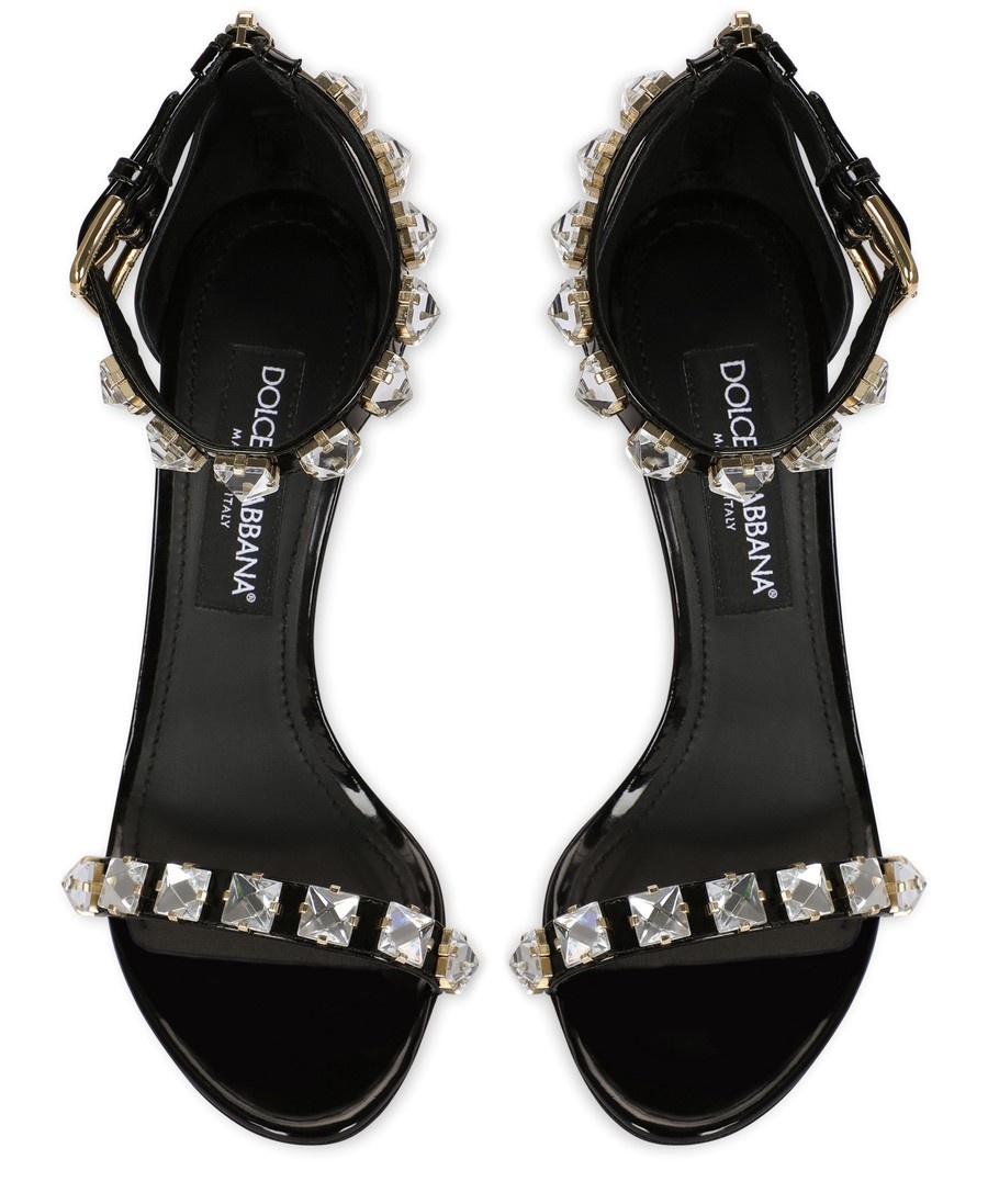 Polished calfskin sandals with rhinestones - 4