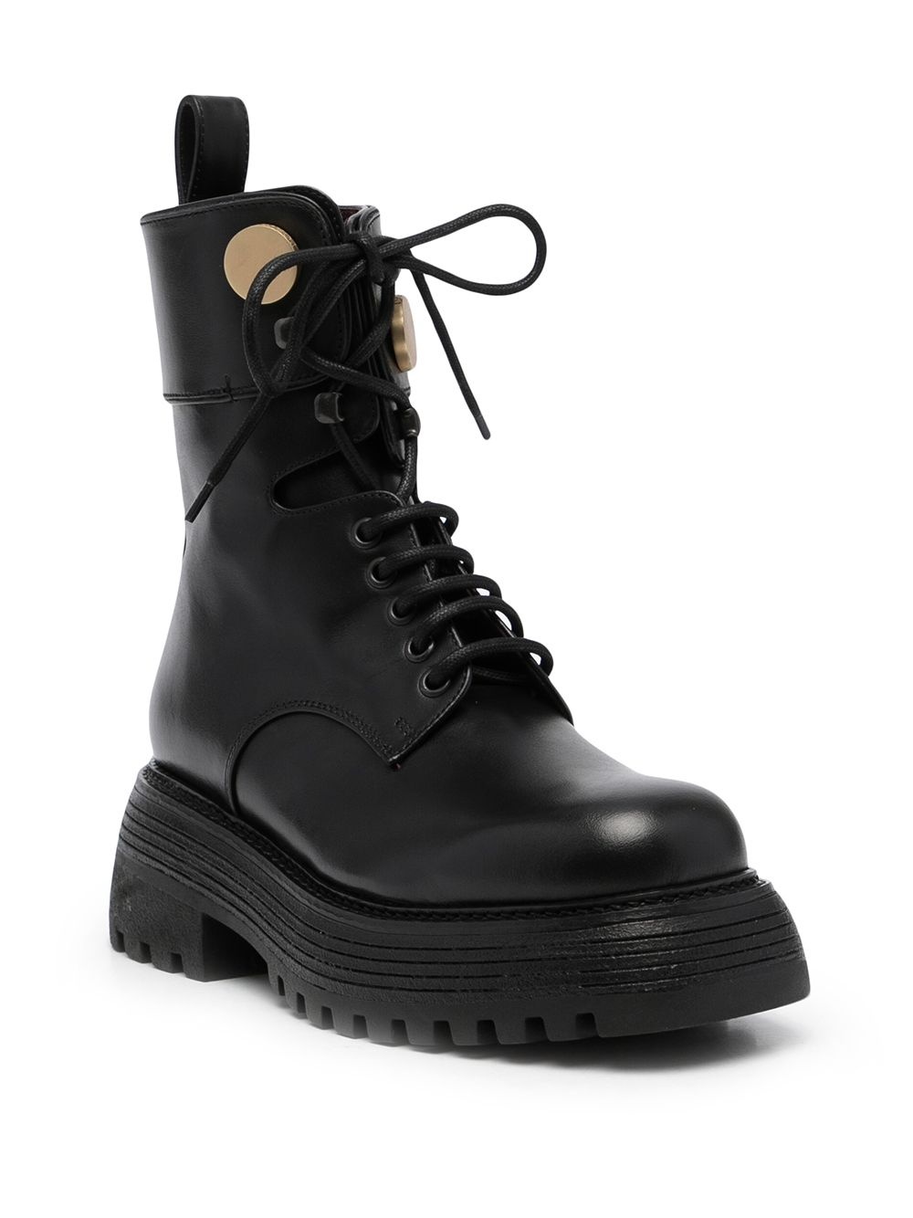 lace-up leather cargo boots - 2