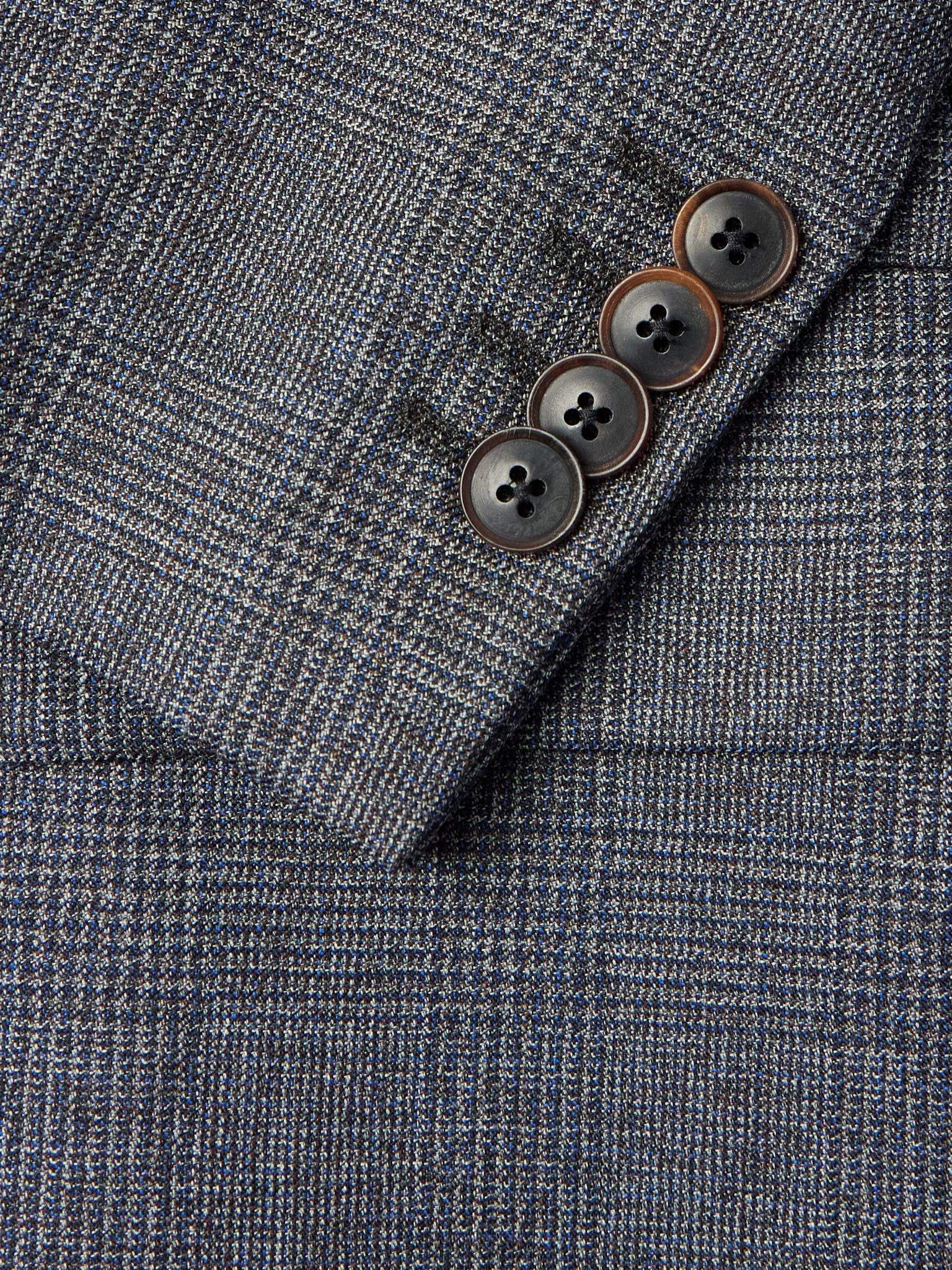 Prince of Wales Checked Wool Blazer Gray - 4