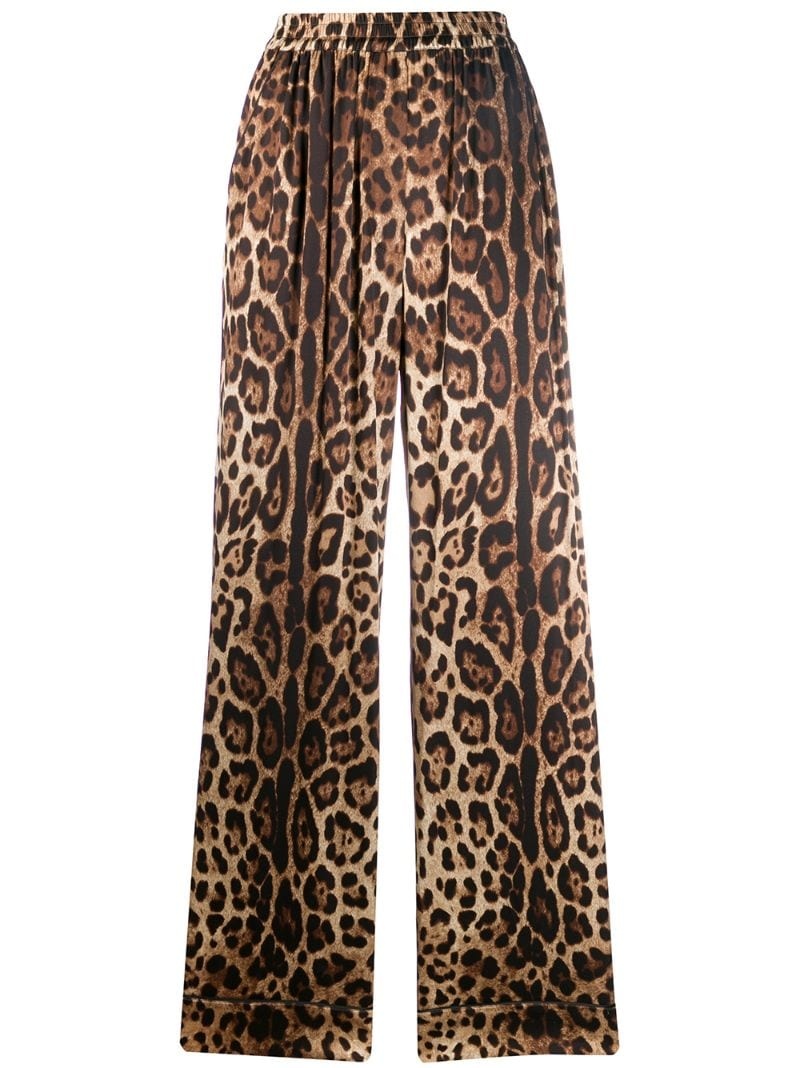leopard-print straight trousers - 1