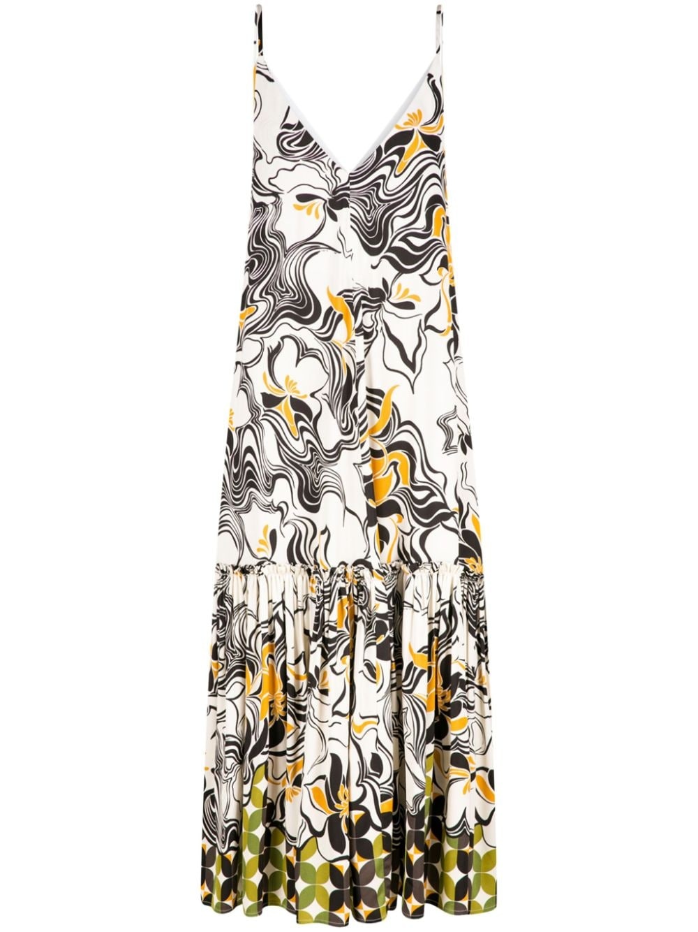 ruffled swirl-print dress - 1