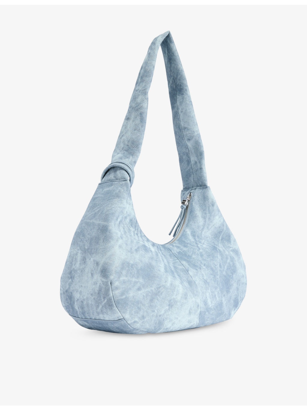 Bleached Medium Hobo Cotton Shoulder Bag - 4