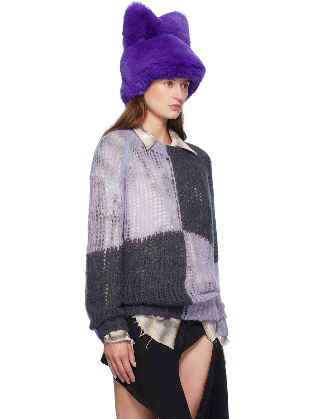 Purple & Gray Loose Sweater - 2