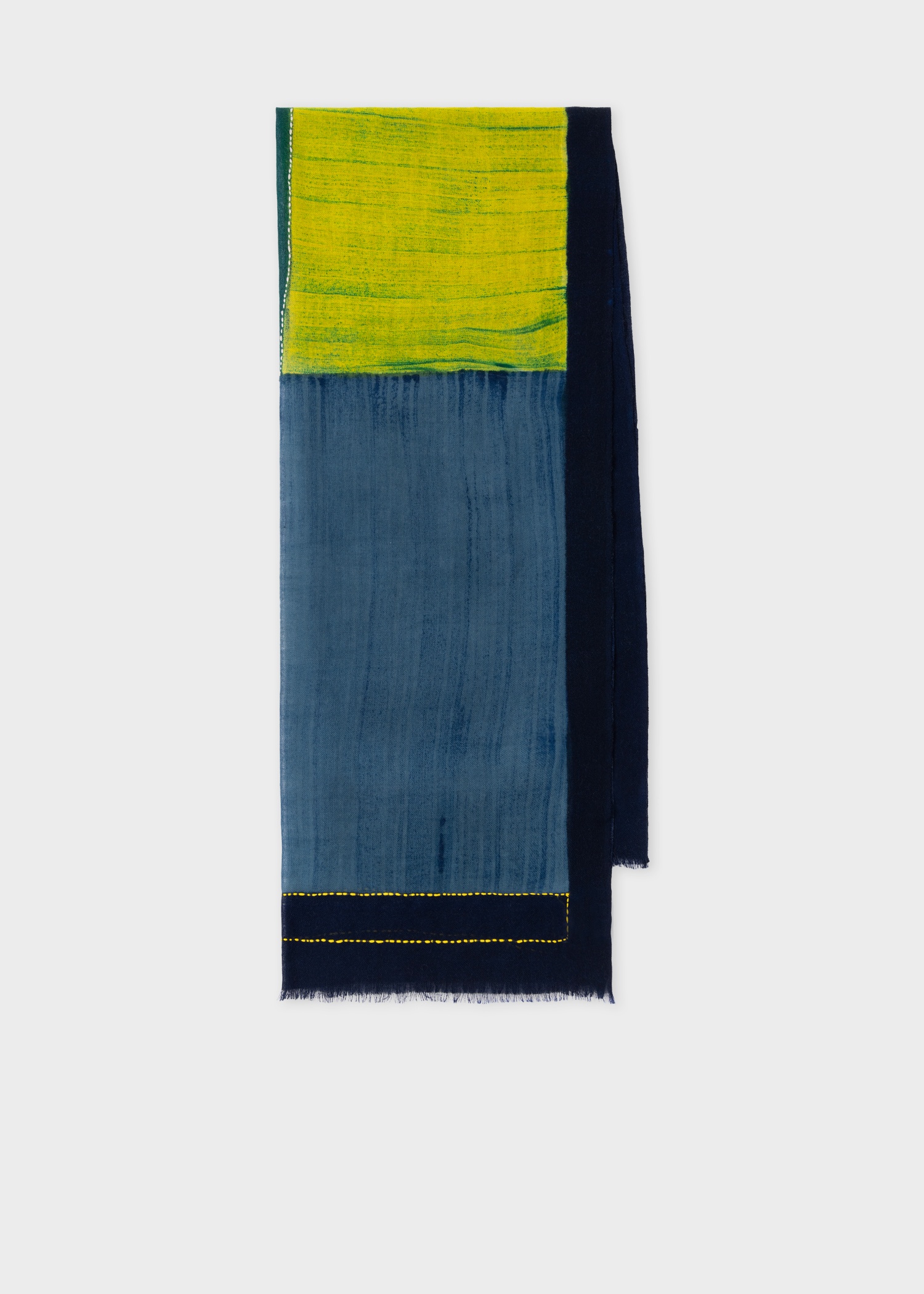 Blue Wool 'Colour Block' Scarf - 1