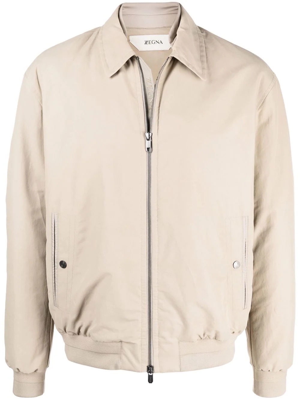 zip-front cotton-blend jacket - 1