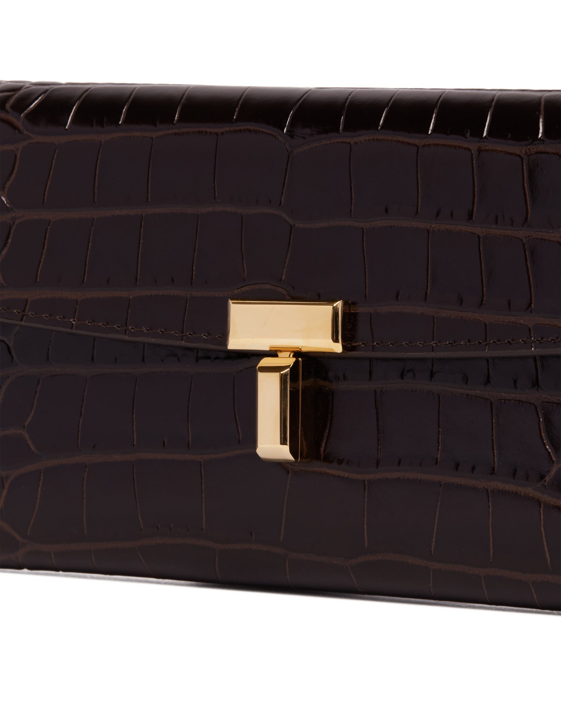 Brown T-Lock Croc-Print Wallet - 6
