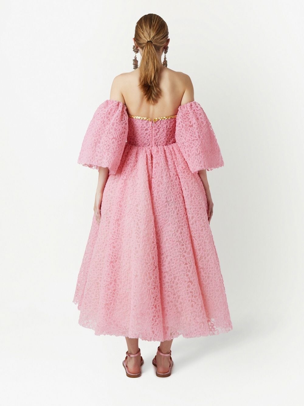lace-embroidered midi dress - 3