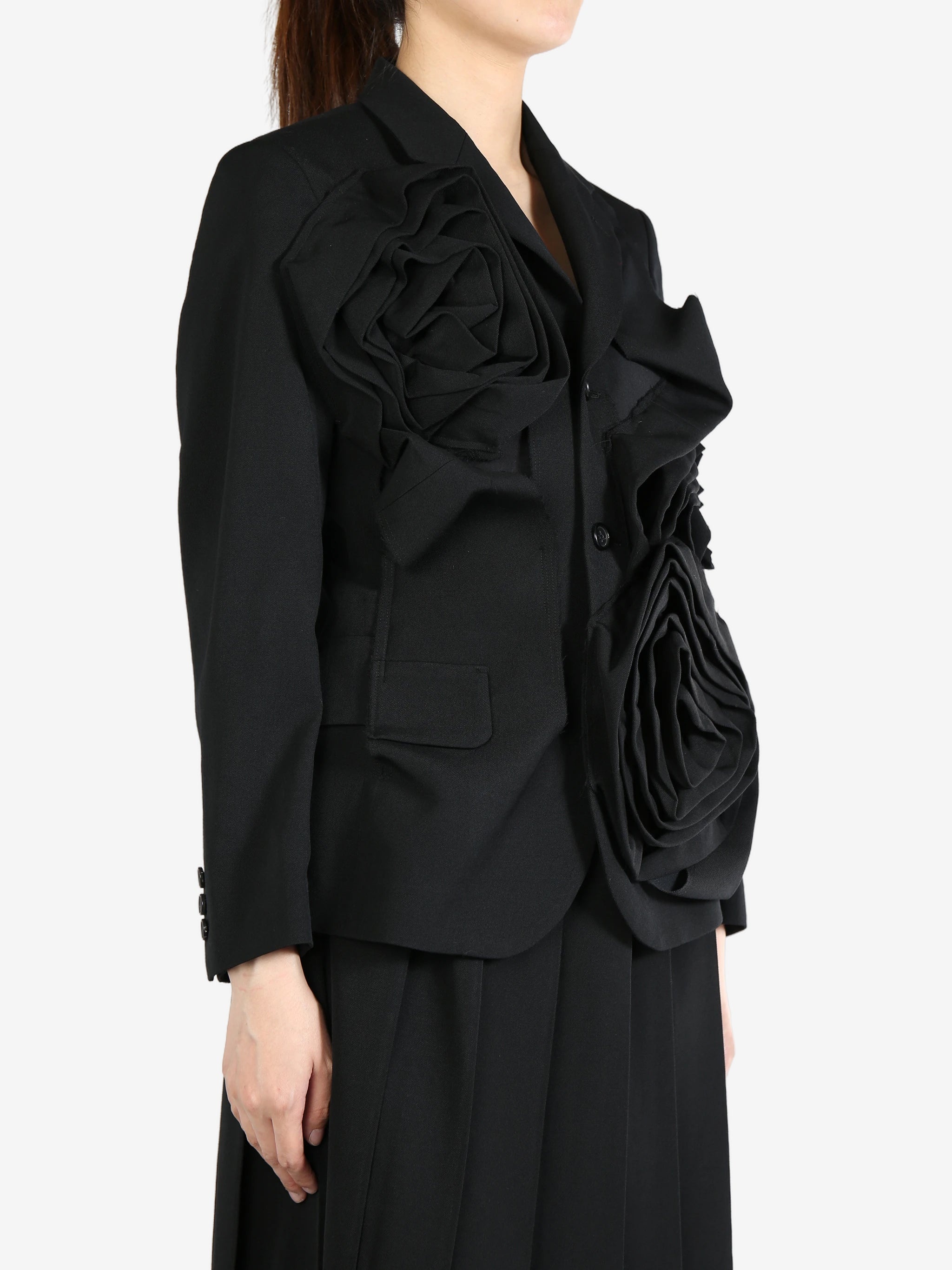 COMME DES GARCONS - Women Embroidered Ruffle Design Jacket - 2