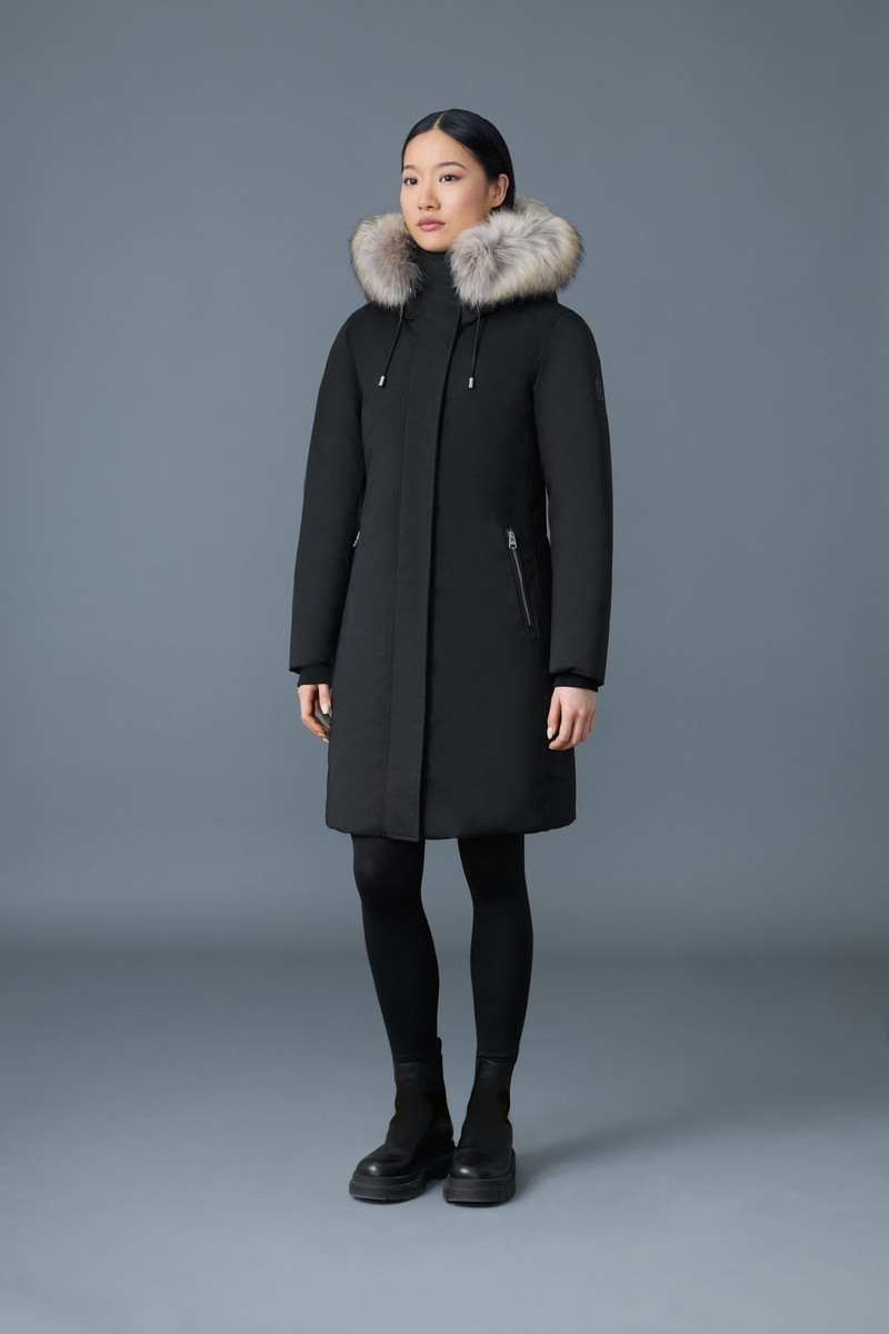 MACKAGE SHILOH 2-IN-1 fitted down coat with removable bib and natural fur outlook