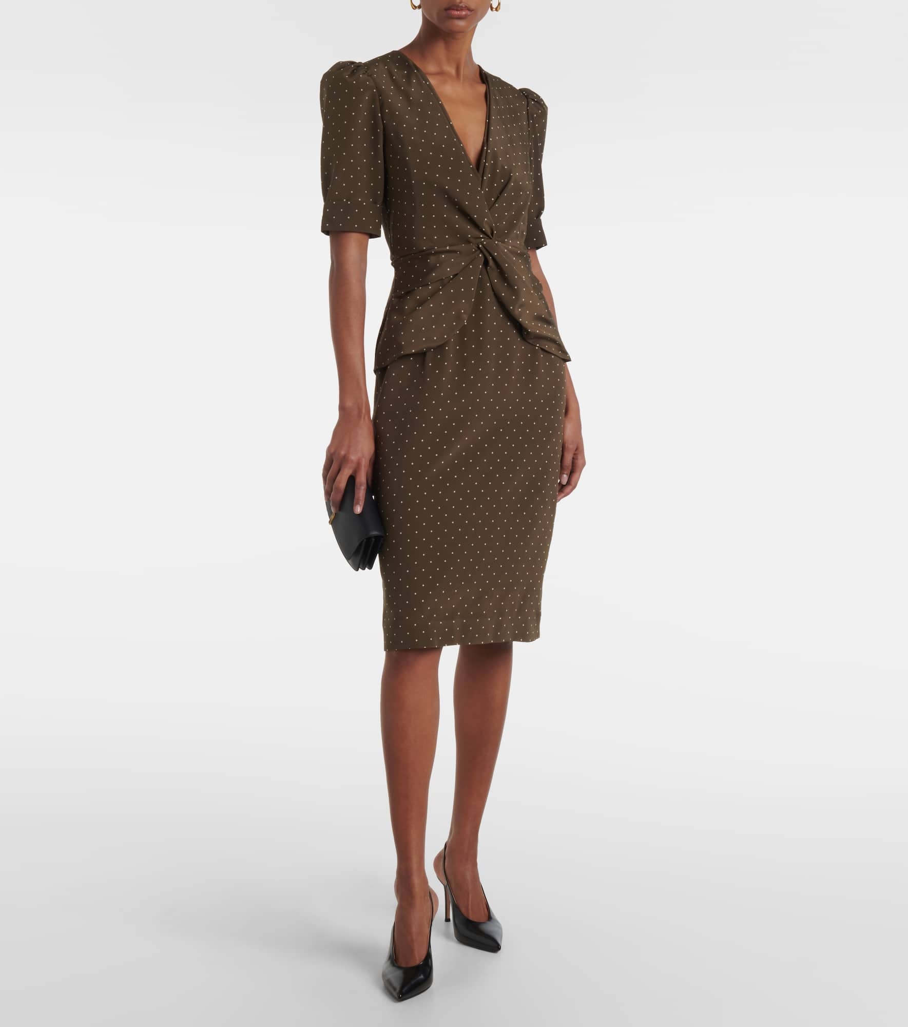 Polka-dot silk midi dress - 2