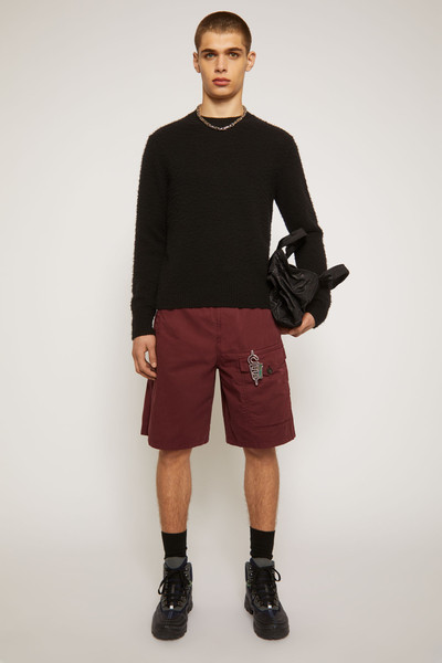 Acne Studios Wide-leg cotton shorts burgundy outlook