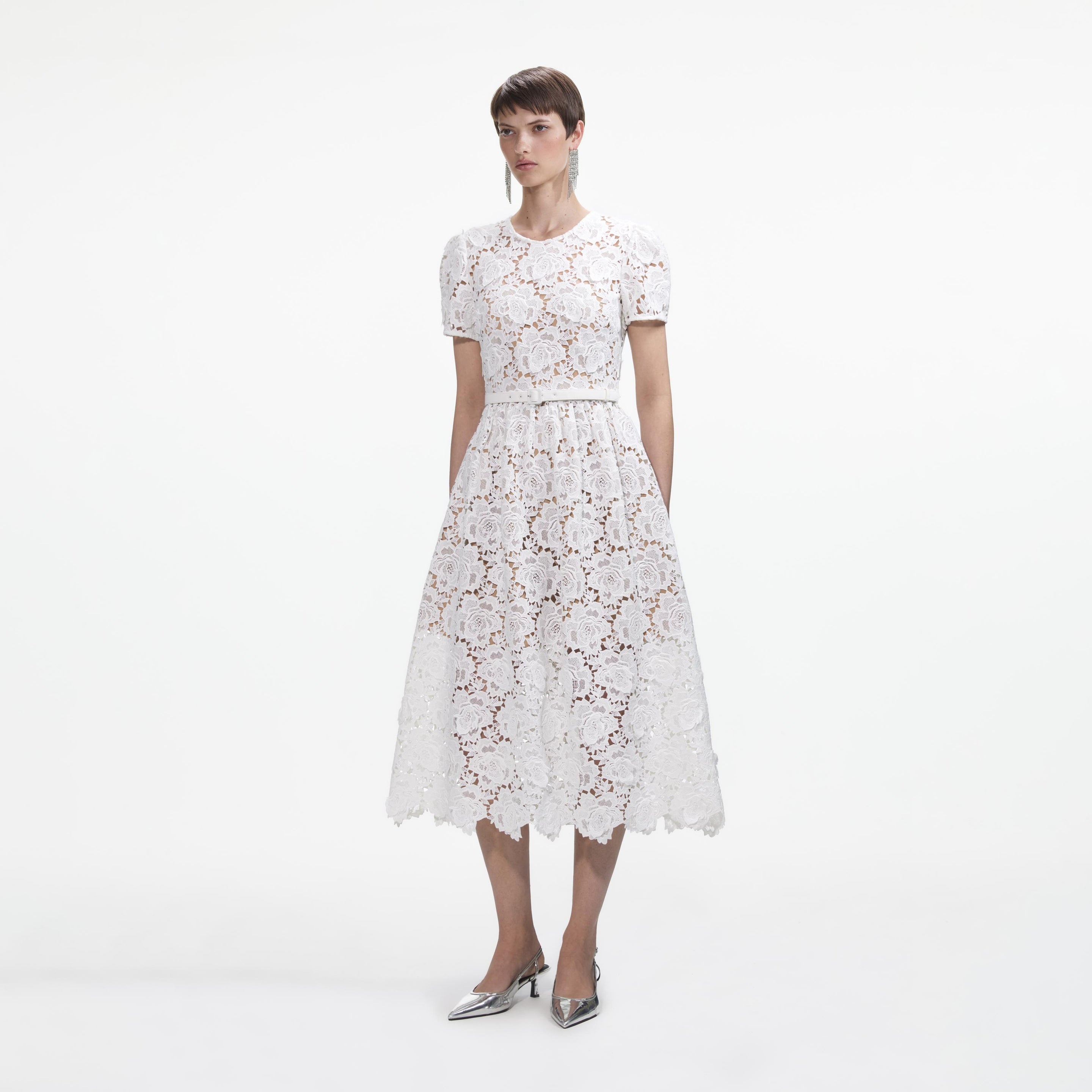 Self portrait white lace dress hotsell