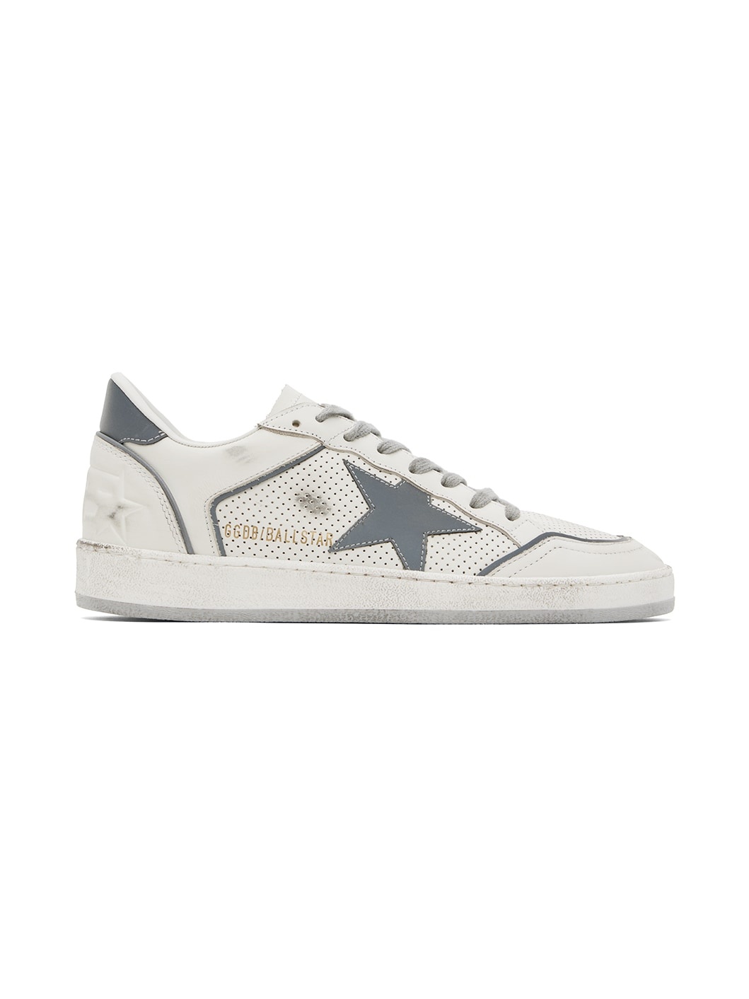 White & Silver Ball Star Sneakers - 1