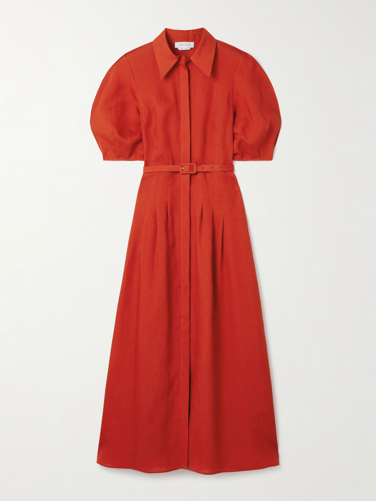 Maude belted linen midi shirt dress Orange - 1