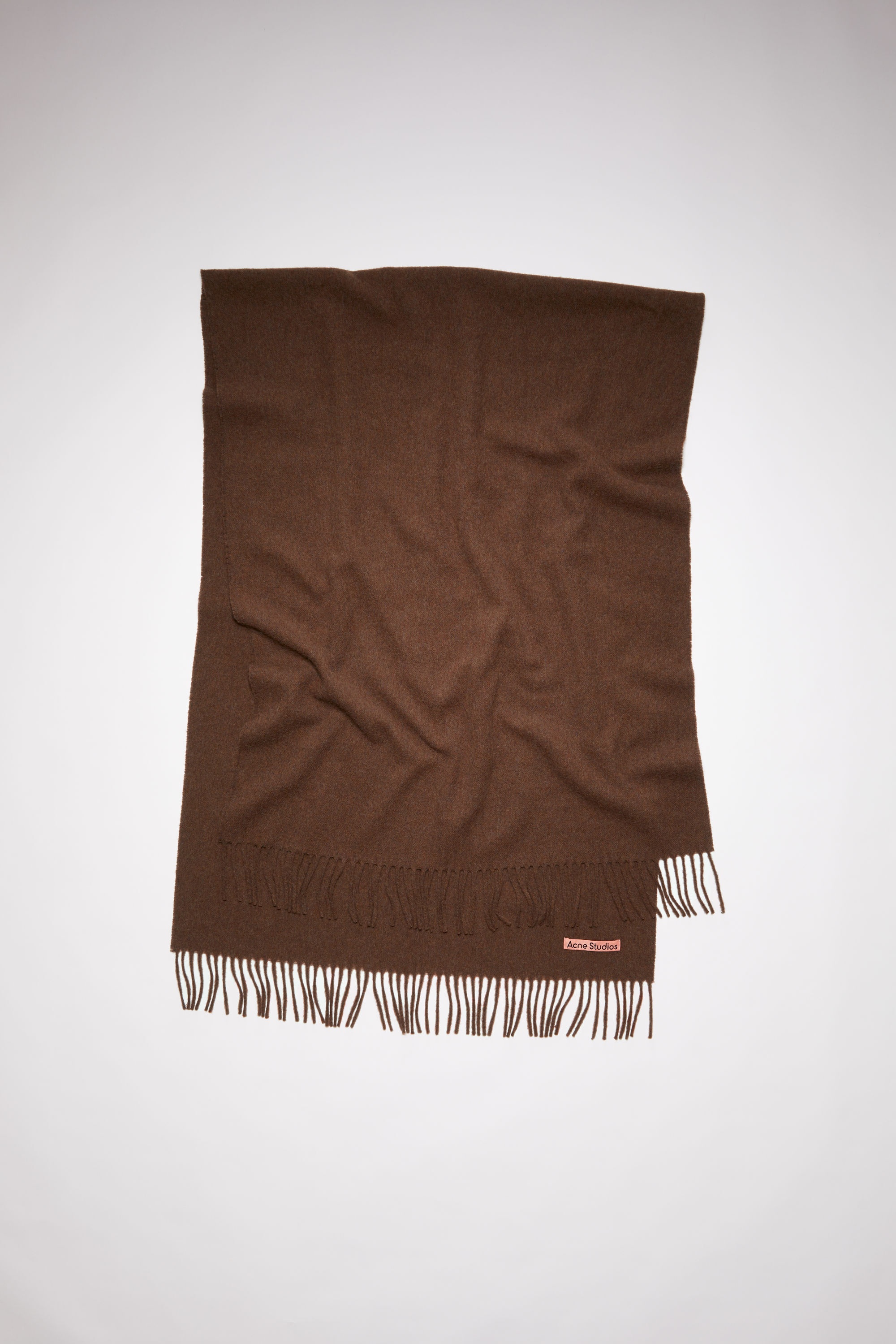 Fringe wool scarf - oversized - Dark rust melange - 1