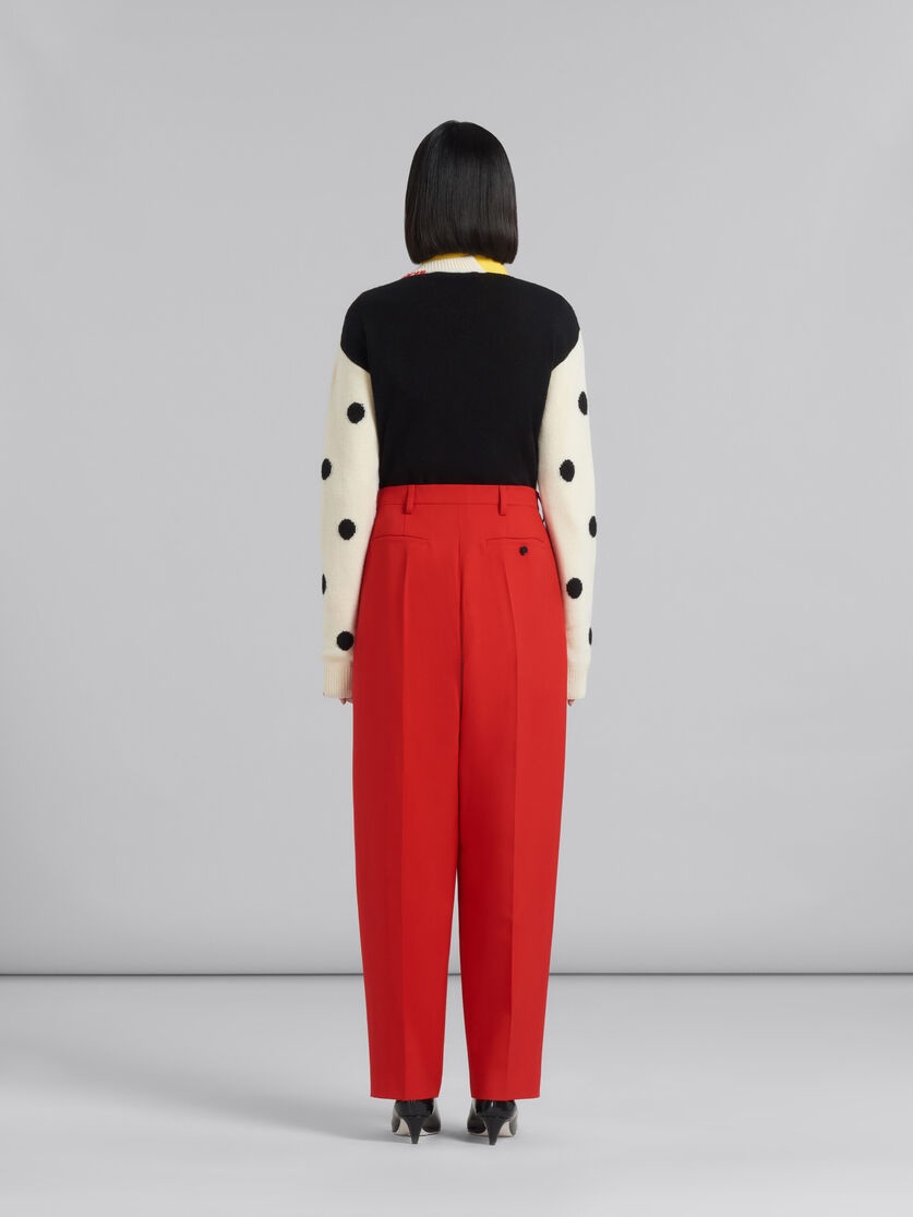 RED TROPICAL WOOL TAILORED TROUSERS - 3