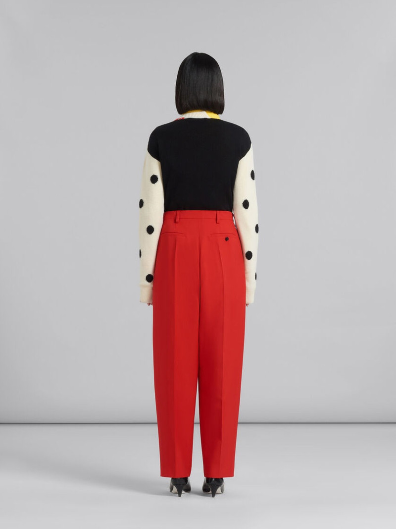 RED TROPICAL WOOL TAILORED TROUSERS 3