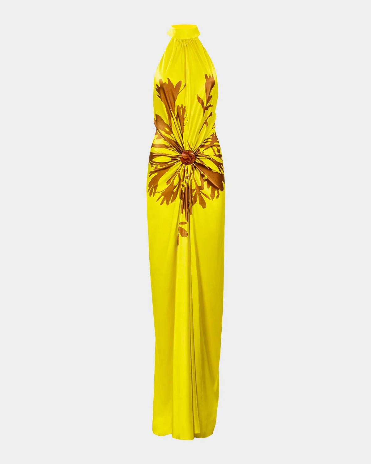 Koori Gathered Silk Halter Maxi Dress - 1