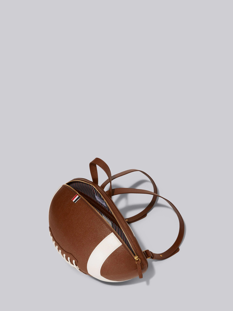 Brown Pebble Grain Leather Football Backpack 5