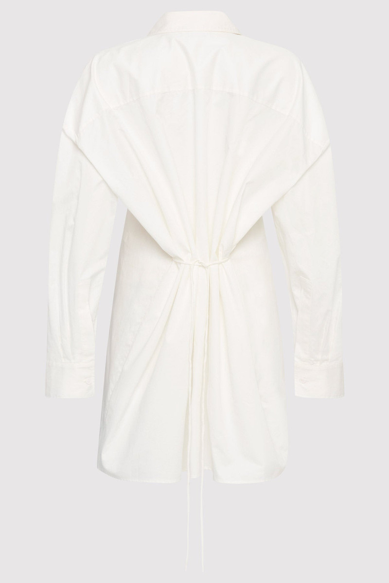 Cotton Oversized Shirt Dress - White 8