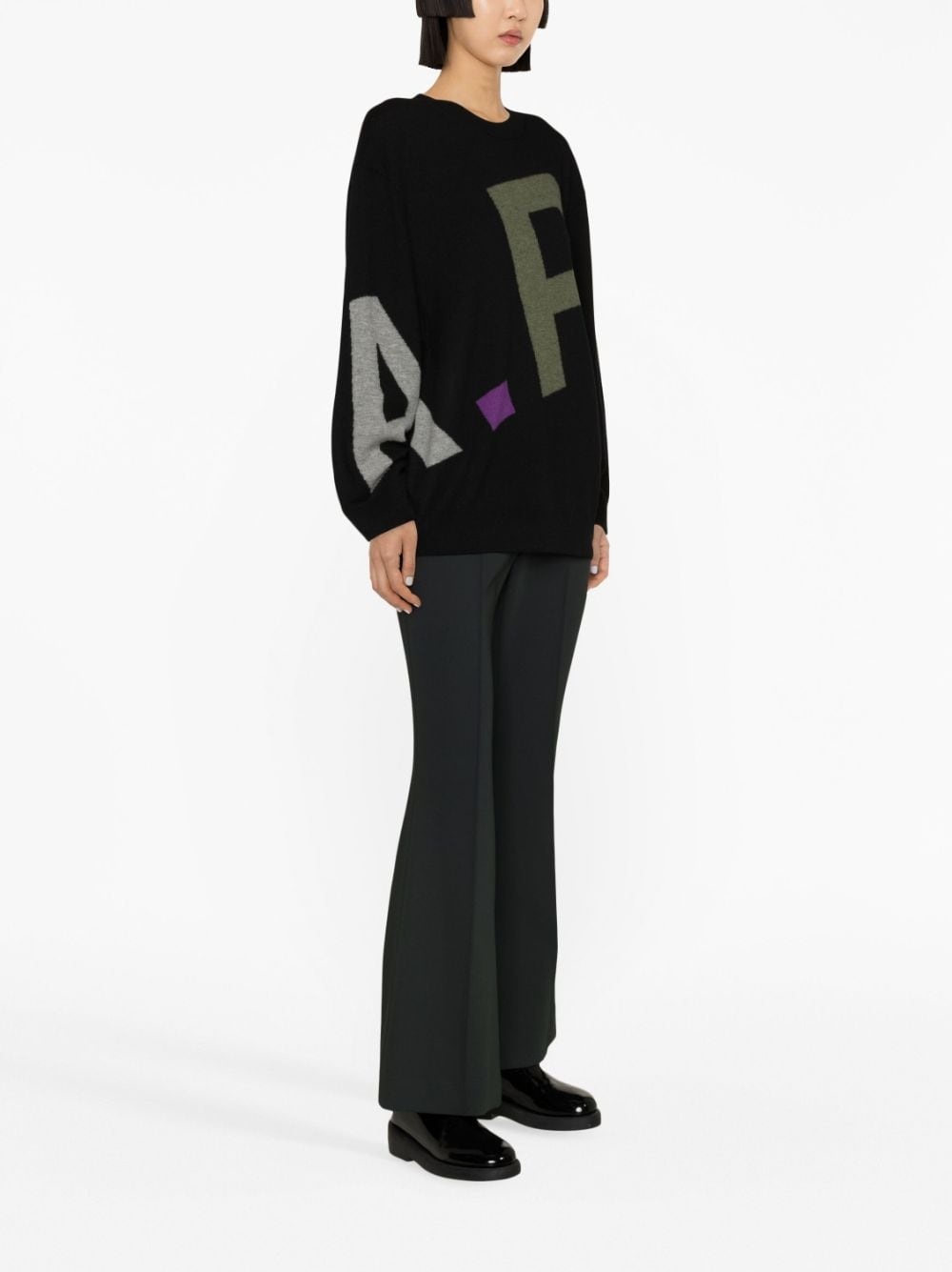 logo-print wool jumper - 4
