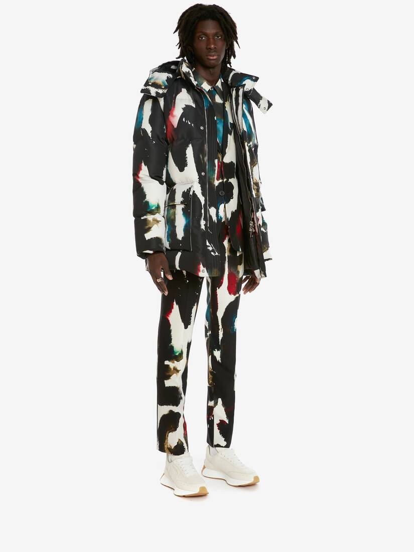 Men's Watercolour Graffiti Puffer Jacket in Multicolour - 3