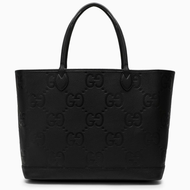 Gucci Large Black Leather Jumbo Gg Bag Men - 1