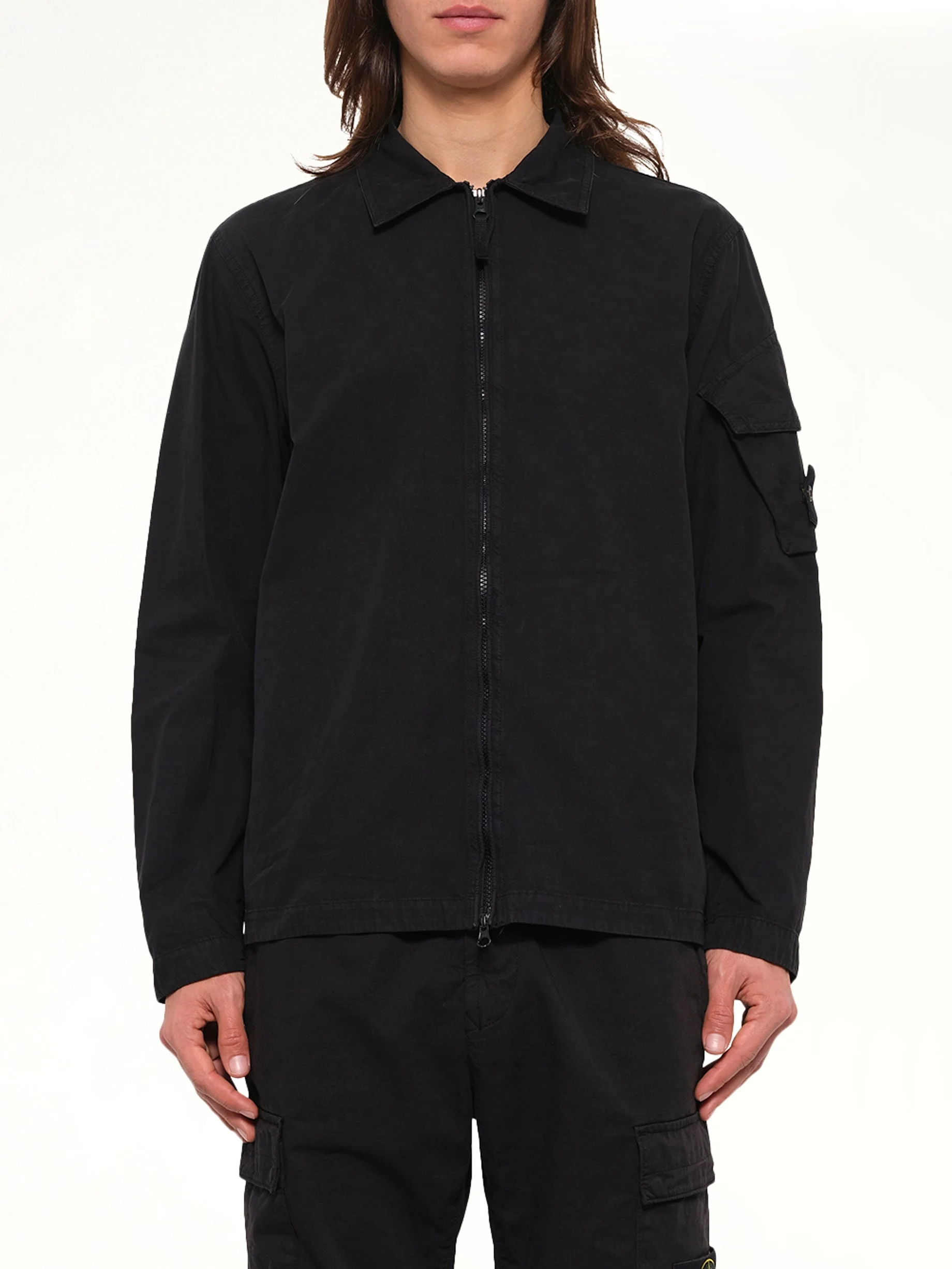 1200022 Cotton Sleeve Pocket Shirt in Black - 1