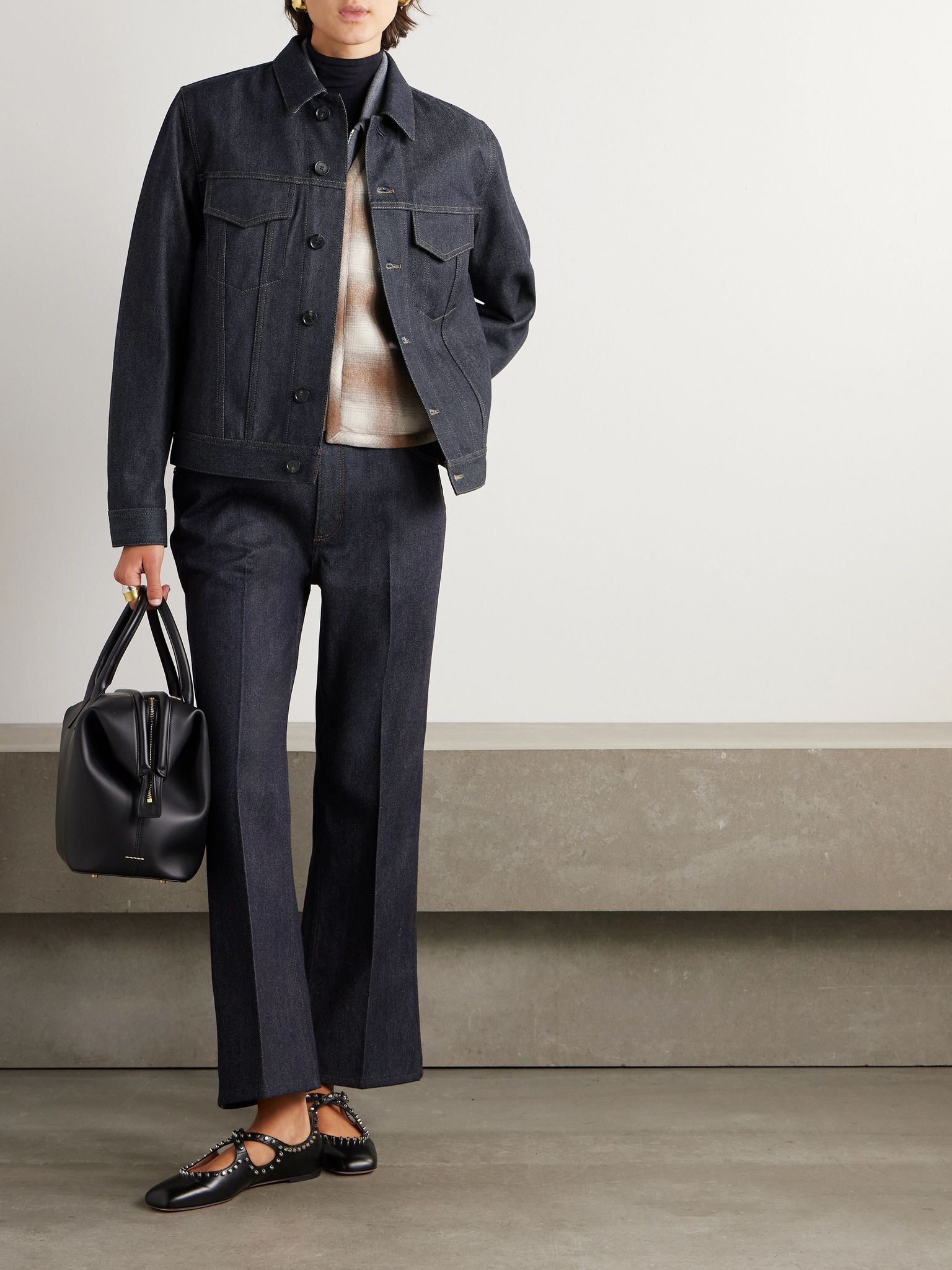 Kea shearling-trimmed cotton and cashmere-blend denim jacket Mid denim - 2