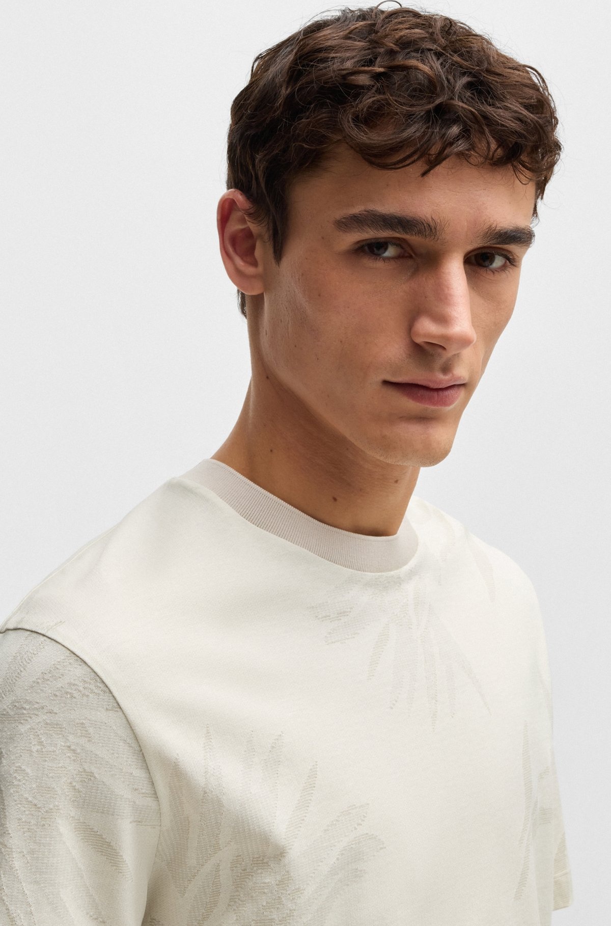 MERCERIZED-COTTON T-SHIRT WITH FLORAL JACQUARD - 4