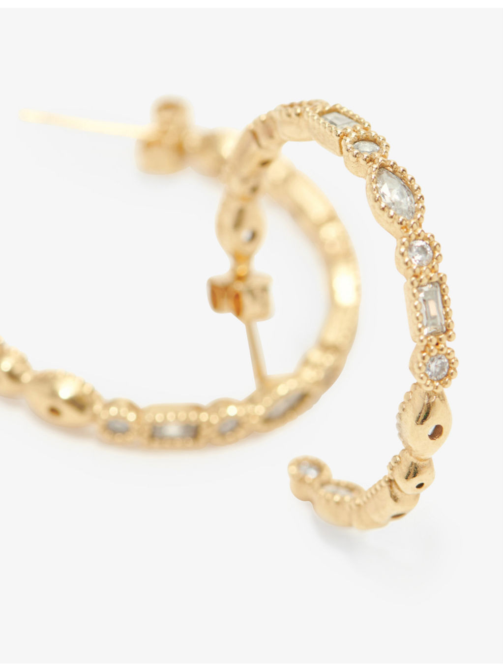 Crystal-embellished brass hoop earrings - 2