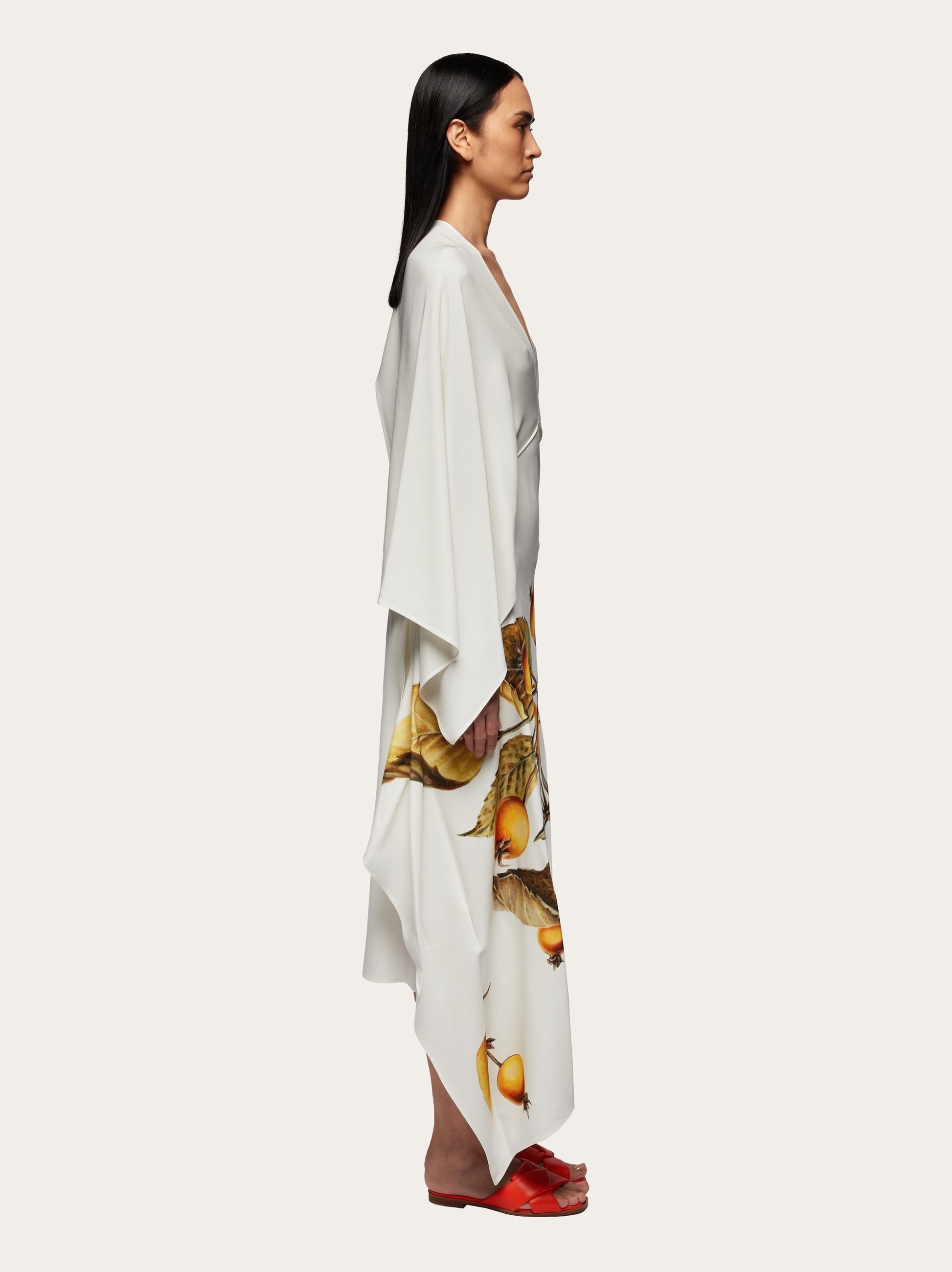 Asymmetric dress with botanical print - 3