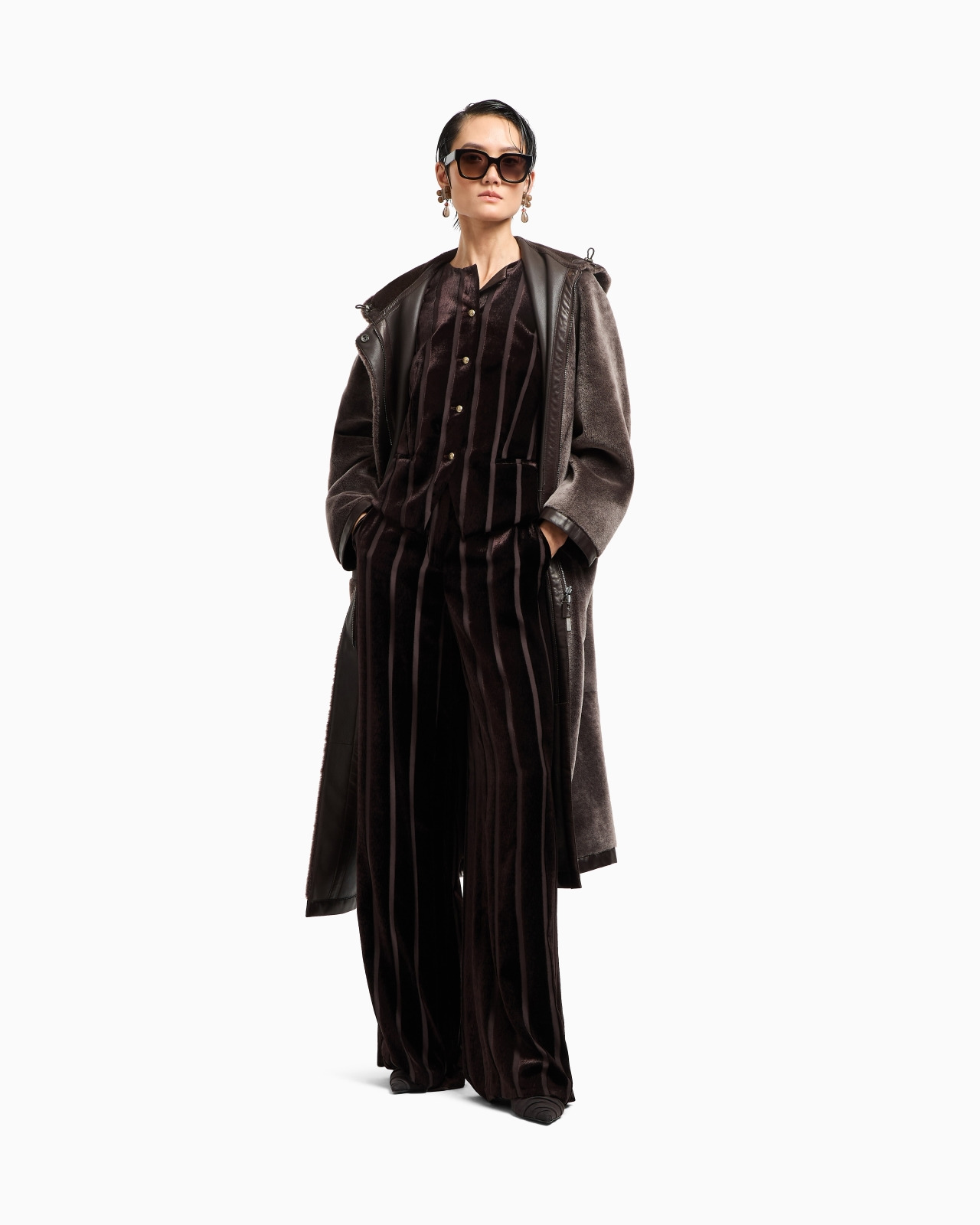 WIDE-LEG STRIPED VELVET TROUSERS - 2