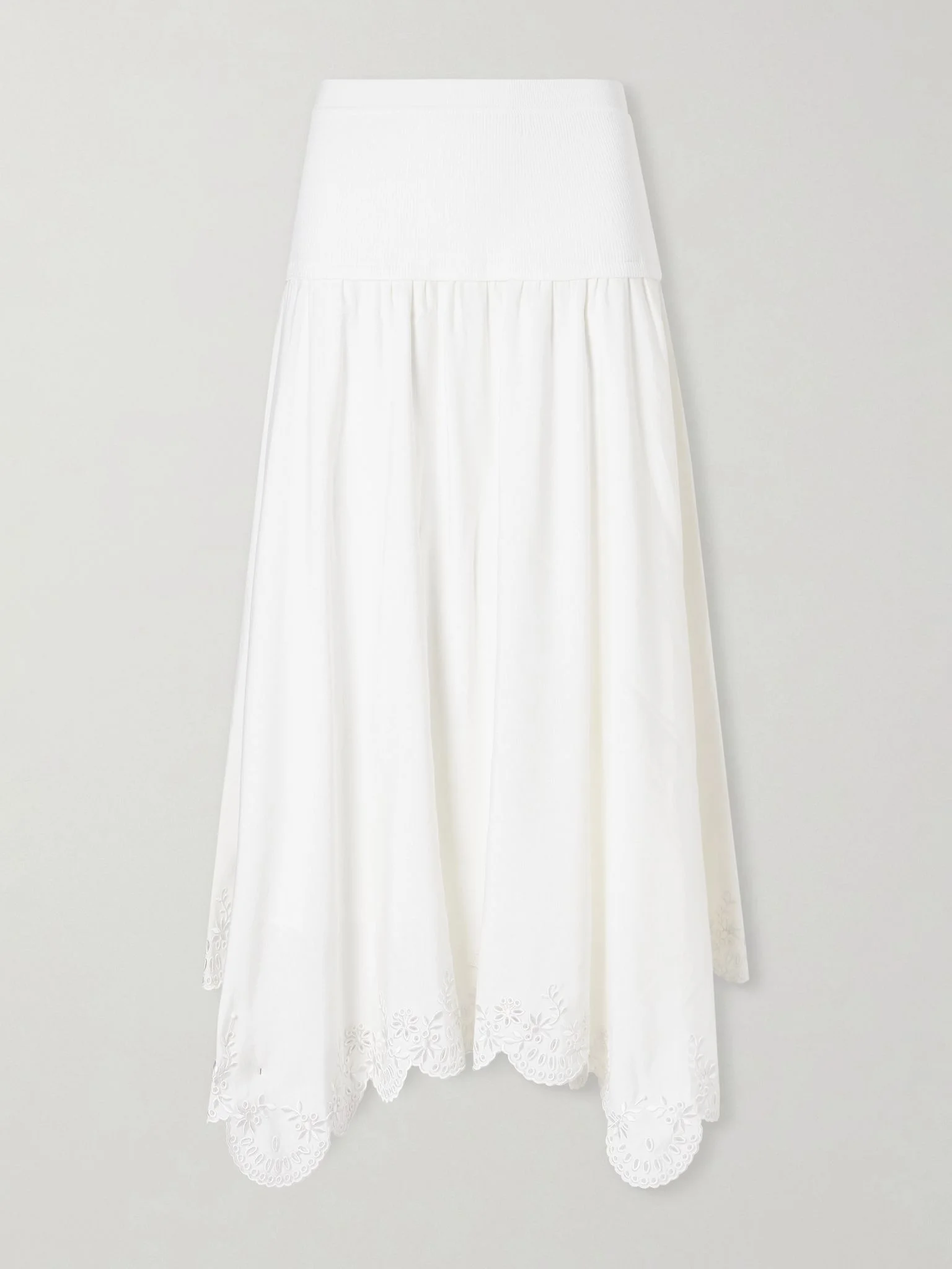 Heaven embroidered linen-blend midi skirt White - 1