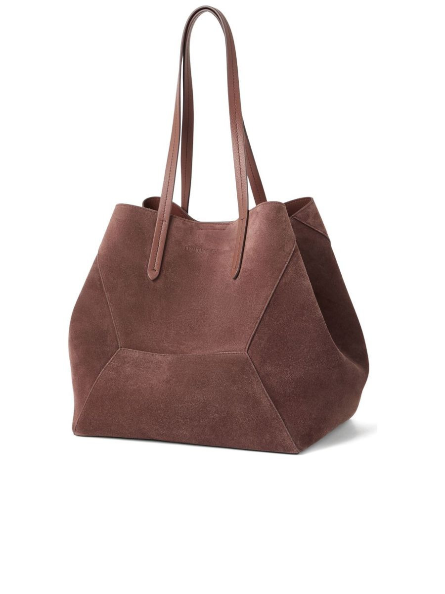 Suede Leather Shopper With Folded Design - 3
