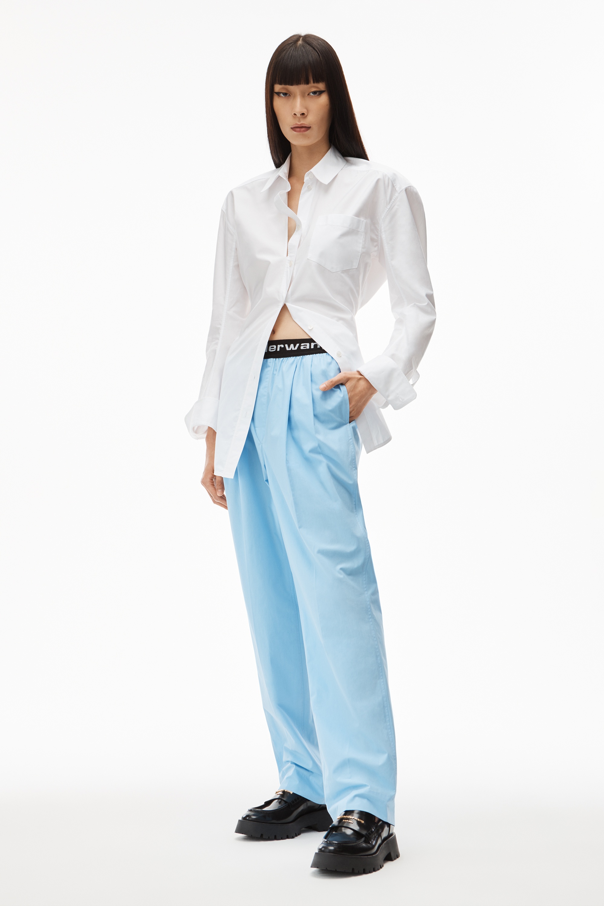 LOGO ELASTIC PLEATED PANT IN COTTON - 2