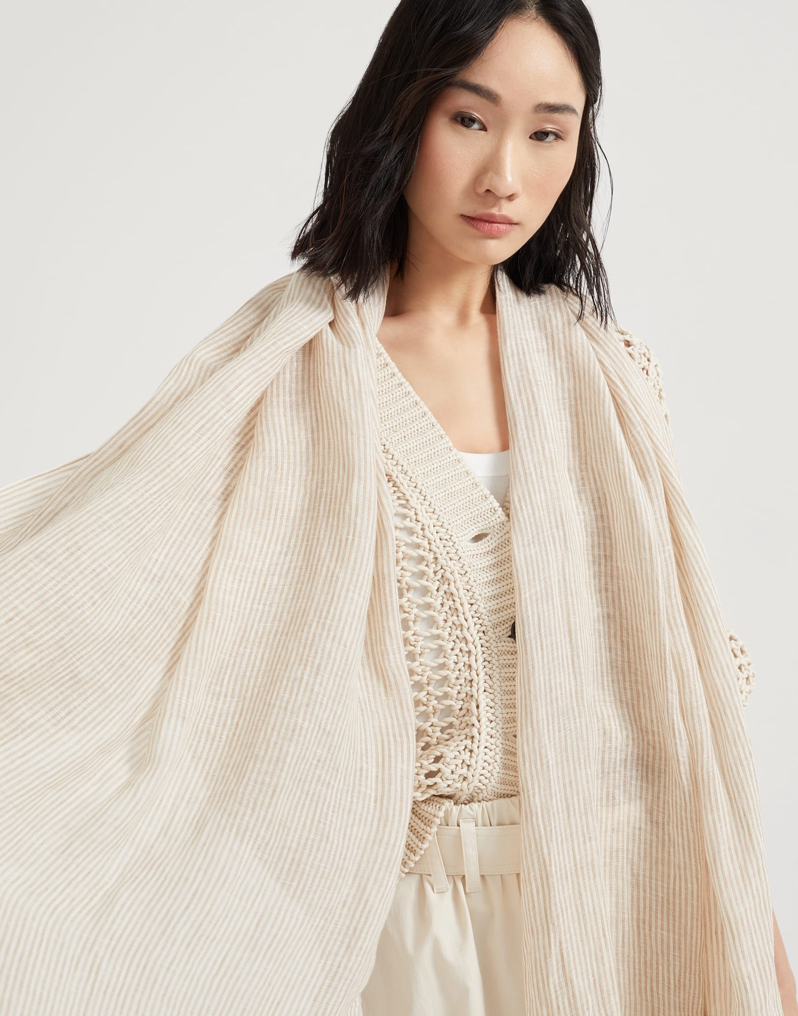 Striped linen scarf - 4