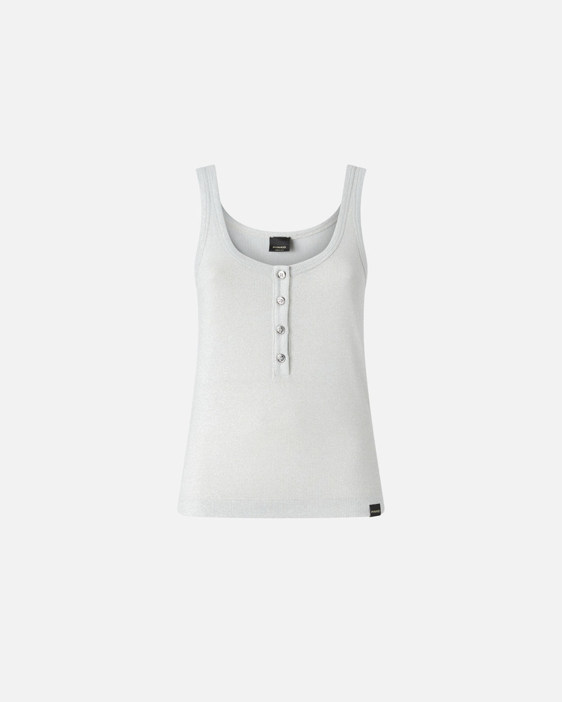 METALLIC KNIT TANK TOP WITH BUTTONS - 1
