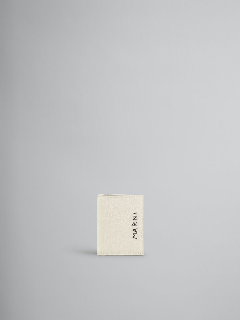 IVORY LEATHER BIFOLD WALLET WITH MARNI MENDING EMBROIDERY - 1