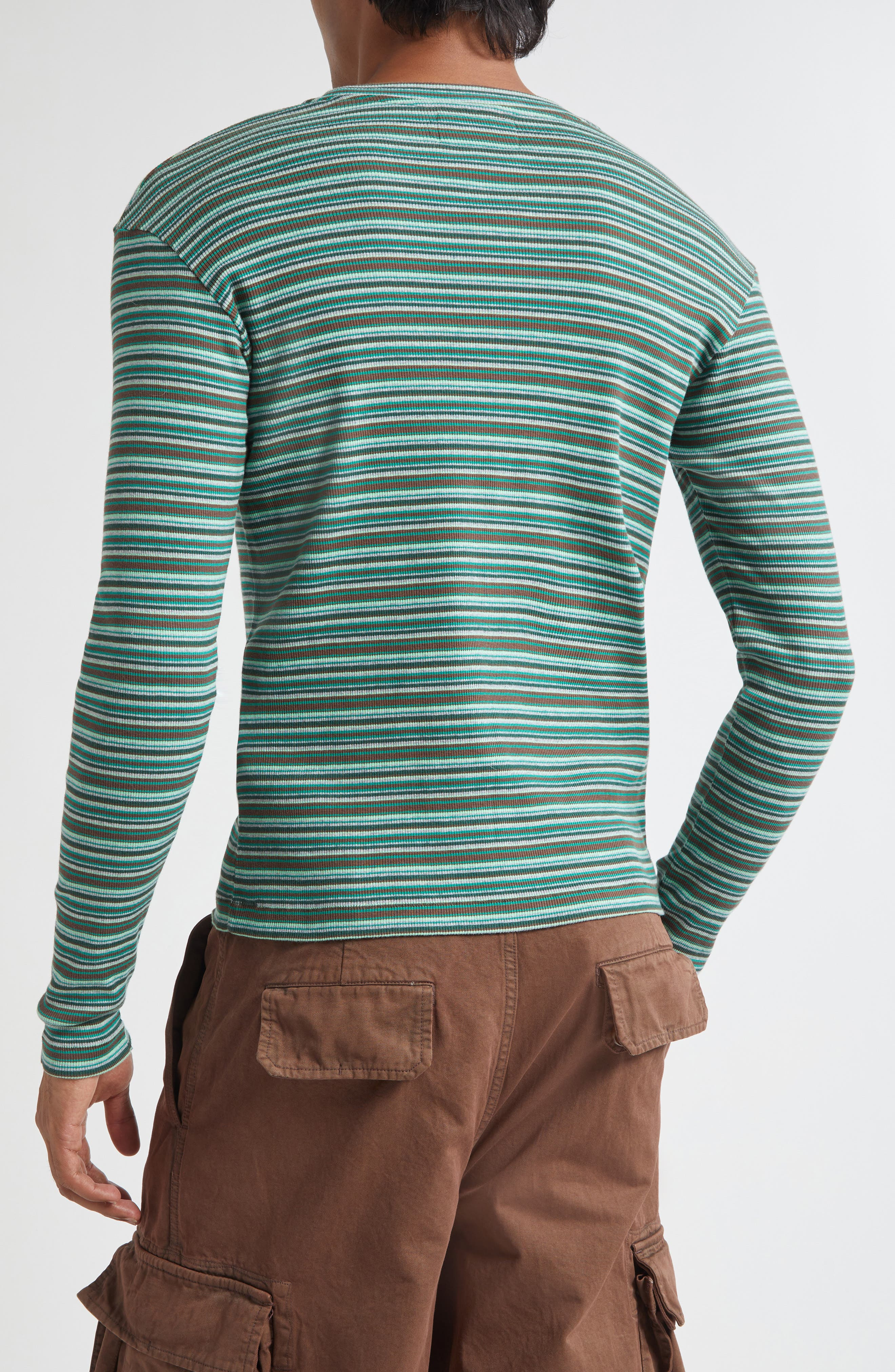 ERL Gender Inclusive Stripe Long Sleeve T-Shirt in Green at Nordstrom - 3