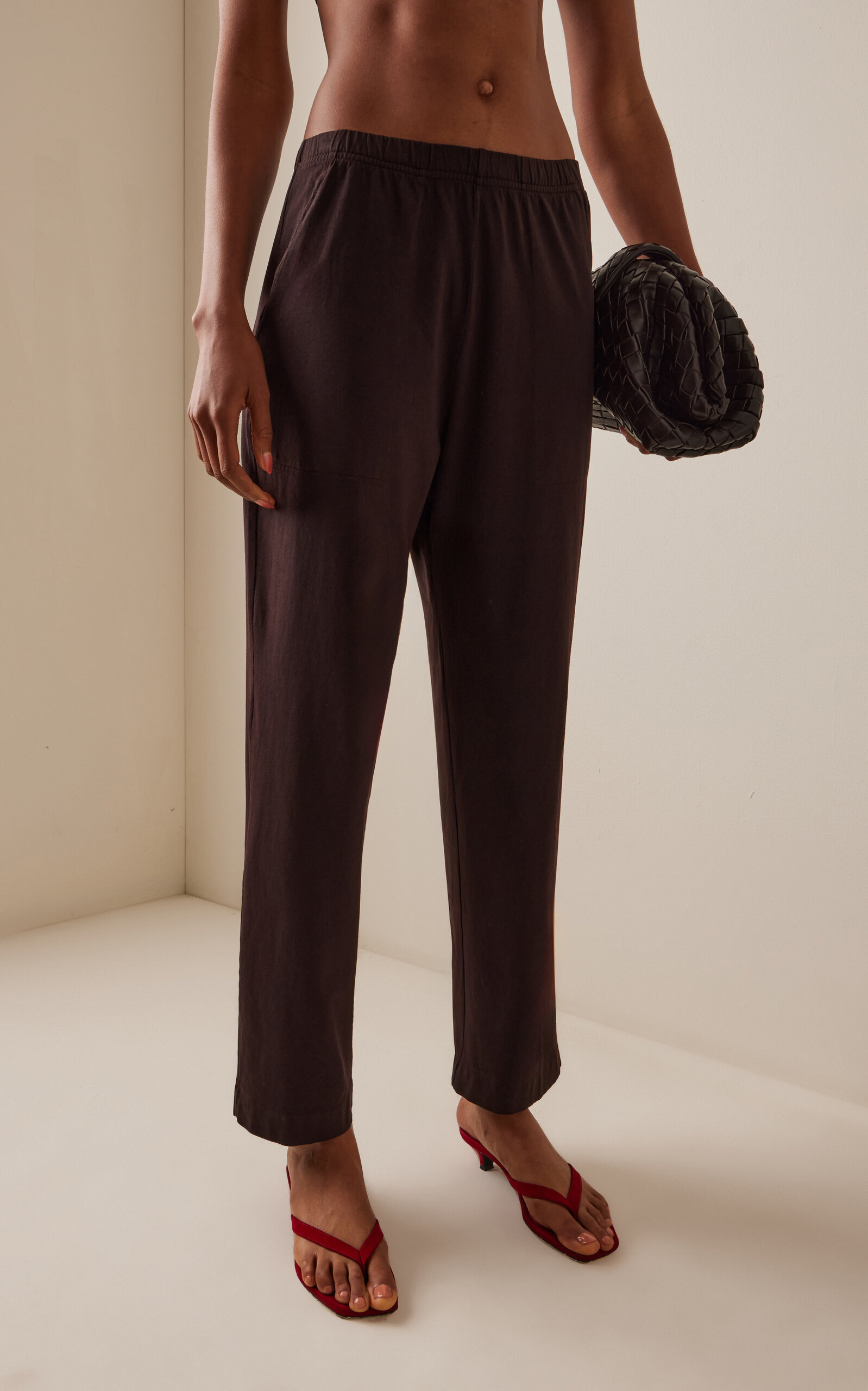 Margo Cotton Tapered Pocket Pants brown - 3
