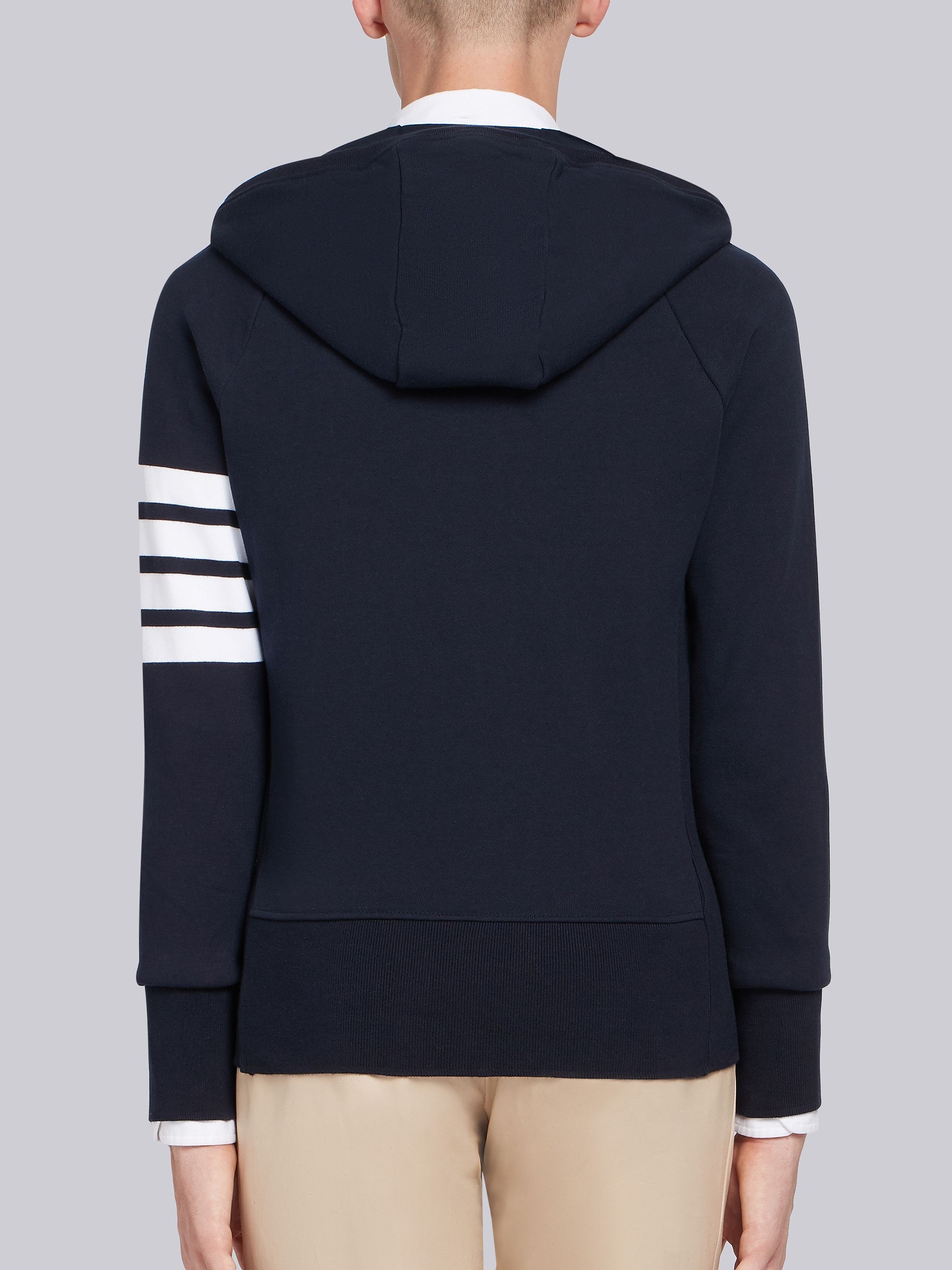 Navy Loopback Jersey Knit Engineered 4-bar Zip-up Hoodie - 3