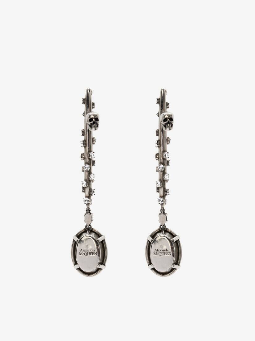 Embellished Stick Earrings in Antique Silver - 3