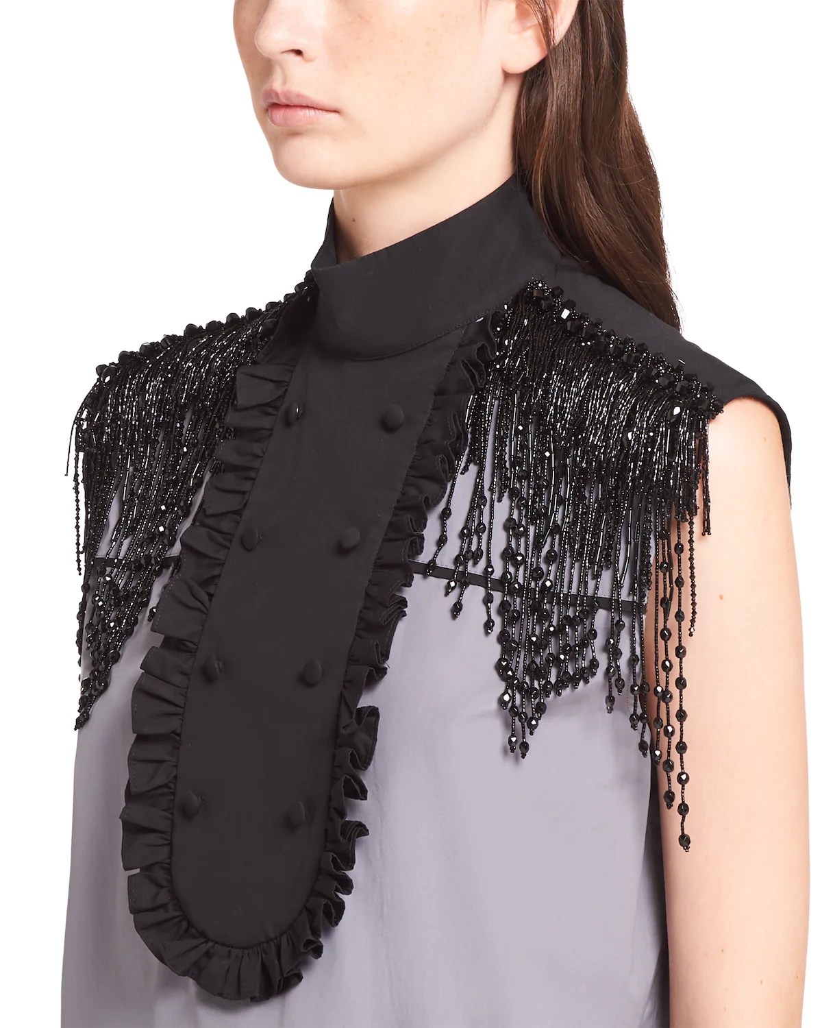 Poplin top with crystal fringe - 5